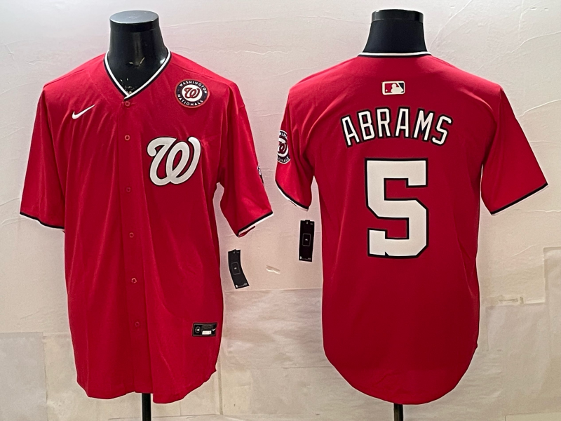 Men 2025 Washington Nationals #5 Abrams red Nike jersey2026002